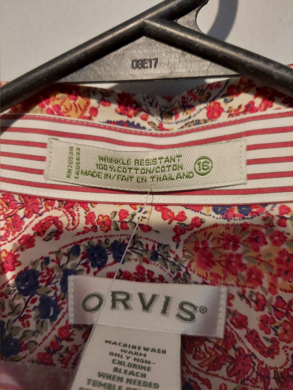 Orvis Paisley 100% Cotton Wrinkle Free Button Down Shirt 16 Garden Party Preppy - Picture 9 of 11